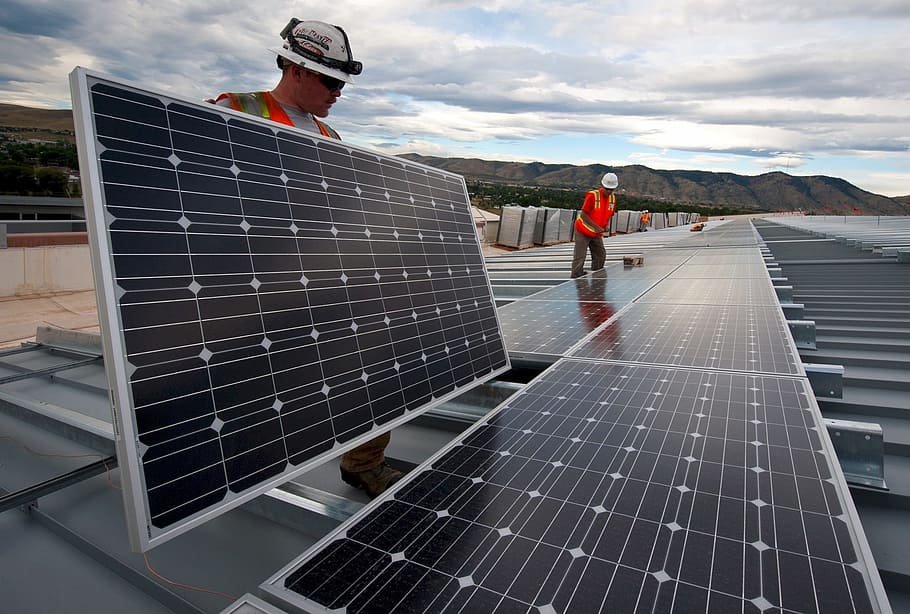 Rooftop solar panels installation